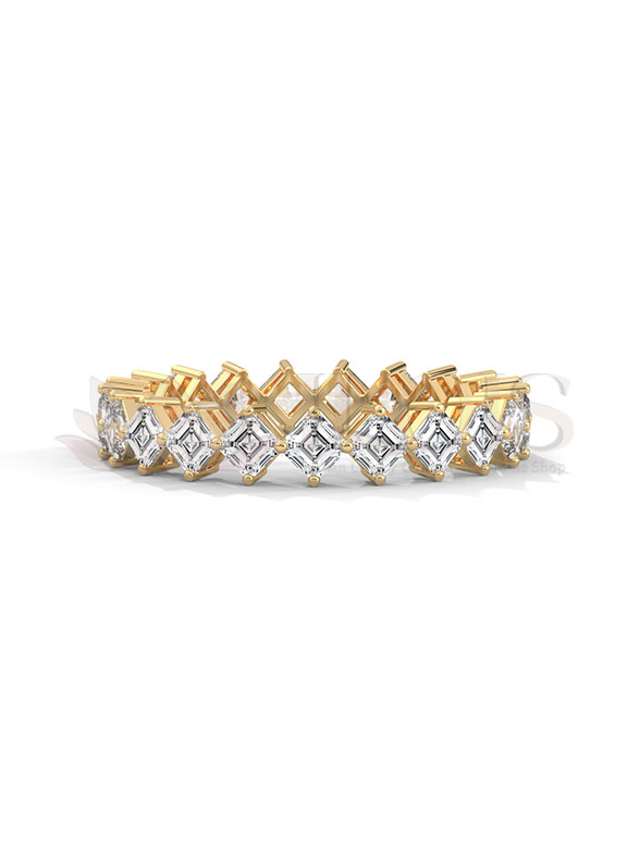 Modern Square Link Diamond Eternity Band